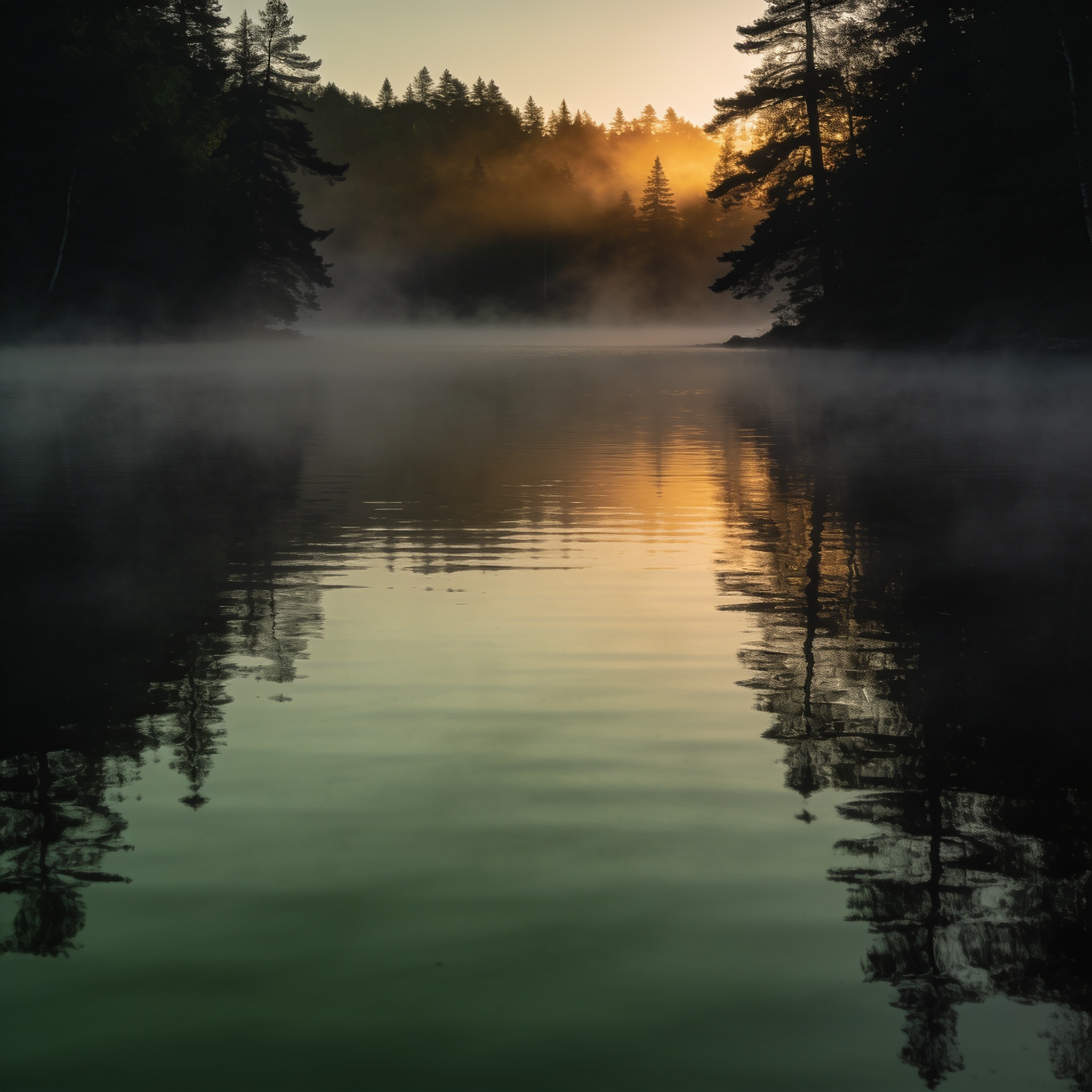 Visuel Défi — lac / brume Québec